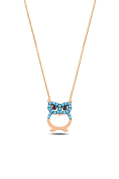 ÇEKİRDEK JEWELRY 925 Ayar Gümüş Rose Kaplama Zirkon Taşlı Yeşil Yaprak Kolye ürün görseli 1