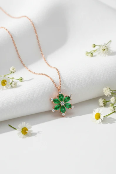 ÇEKİRDEK JEWELRY 925 Ayar Gümüş Kamelya Çiçeği Kolye ürün görseli 1