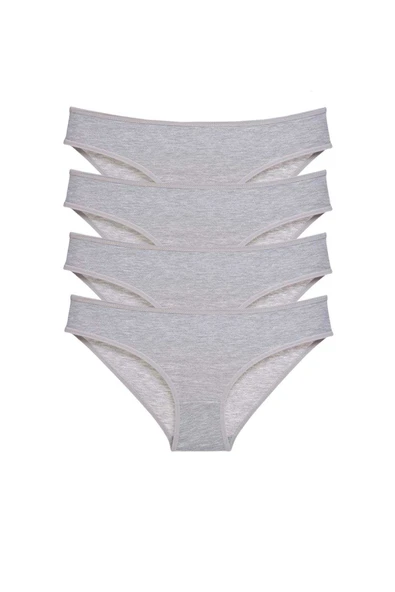 4 adet Süper Eko Set Likralı Kadın Slip Külot Gri ürün görseli 1