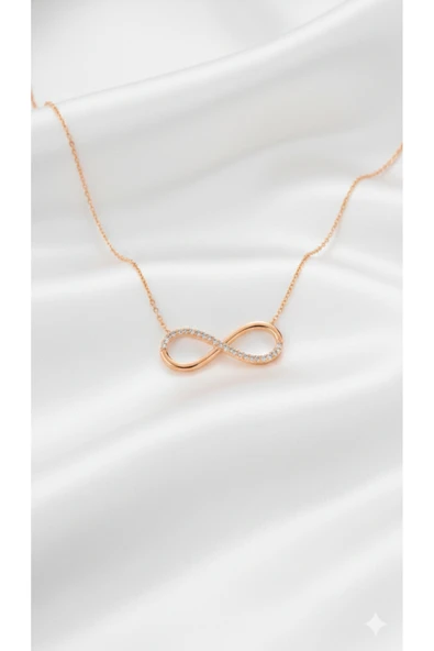 ÇEKİRDEK JEWELRY 925 Ayar Gümüş Zirkon Taşlı Sonsuzluk Kolye ürün görseli 1