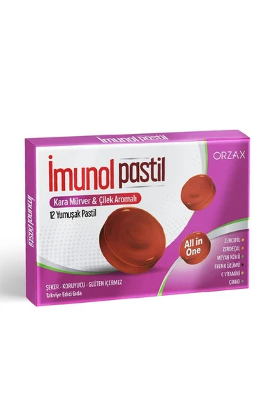 İmunol Kara Mürver ve Çilek Aromalı 12li Pastil ürün görseli 1