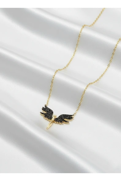 ÇEKİRDEK JEWELRY 925 Ayar Gümüş Altın Kaplama Mikail Melek Kolye ürün görseli 1