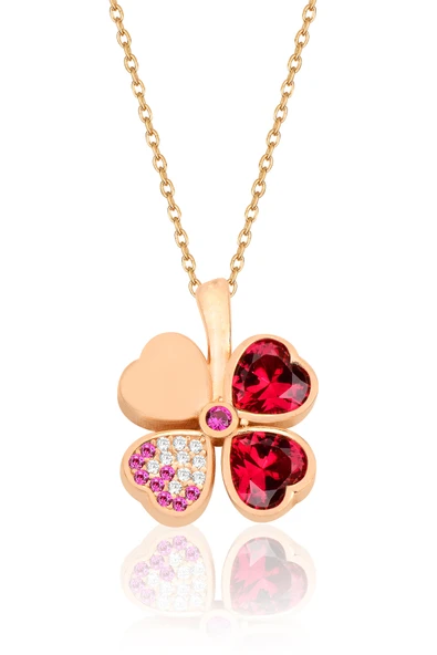ÇEKİRDEK JEWELRY 925 Ayar Gümüş Altın Kaplama Ters Yonca Kolye ürün görseli 1