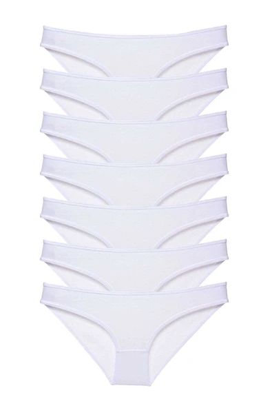 7 adet Süper Eko Set Likralı Kadın Slip Külot Beyaz ürün görseli 1