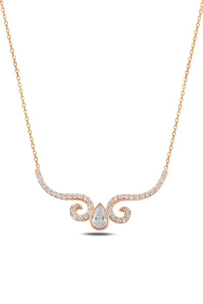ÇEKİRDEK JEWELRY 925 Ayar Gümüş Damla Taşlı Zarif Kolye Zirkon Taşlı Şık Tasarım ürün görseli 1