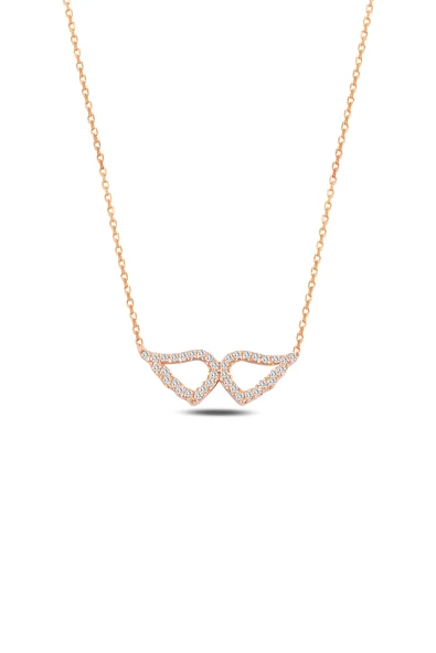 ÇEKİRDEK JEWELRY 925 Ayar Gümüş Rose Kaplama Taşlı Melek Kanadı Kolye ürün görseli 1