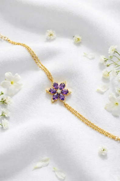 ÇEKİRDEK JEWELRY 925 Ayar Gümüş Mortaşli Lotus Bileklik ürün görseli 1