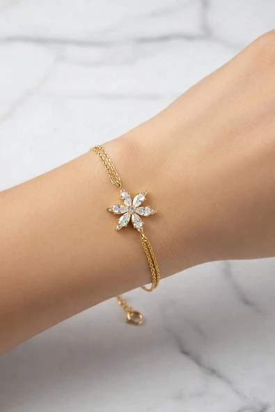 ÇEKİRDEK JEWELRY 925 Ayar Gümüş Lotus Çiçeği Bileklik ürün görseli 1