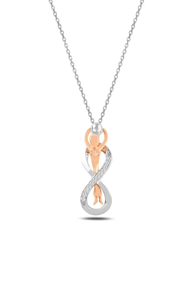 ÇEKİRDEK JEWELRY 925 Ayar Gümüş Rose & Rodyum Kaplama Sonsuzluk Melek Kolye – Taşlı Zarif Kadın Kolye ürün görseli 1