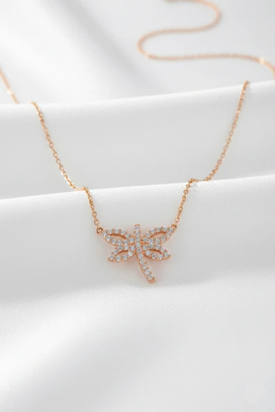 ÇEKİRDEK JEWELRY 925 Ayar Gümüş Zirkon Taşlı Kelebek Kolye ürün görseli 1