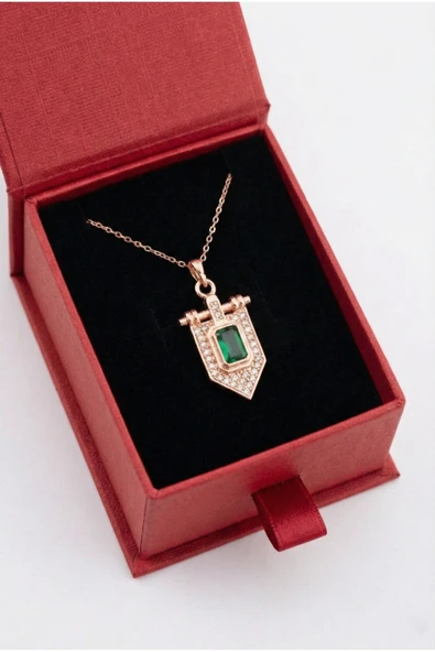 ÇEKİRDEK JEWELRY 925 Ayar Gümüş Baget Taşlı Kolye ürün görseli 1