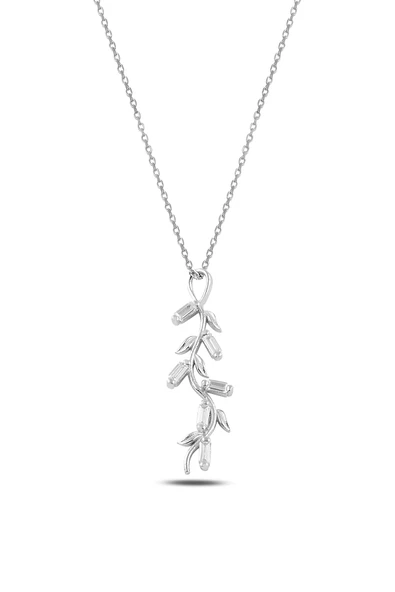 ÇEKİRDEK JEWELRY Minimal Dal Tasarımlı Işıltılı Kolye 925 Ayar Gümüş ürün görseli 1
