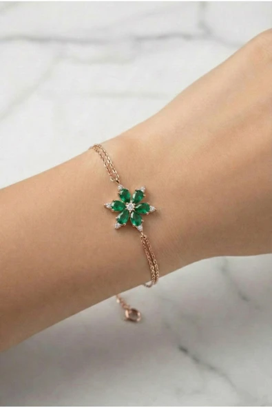 ÇEKİRDEK JEWELRY 925 Ayar Gümüş Kamelya Çiçeği Bileklik ürün görseli 1