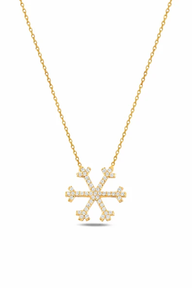 ÇEKİRDEK JEWELRY 925 Ayar Gümüş Kar Tanesi Kolye Zirkon Taşlı ürün görseli 1