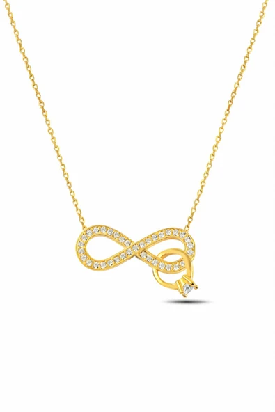 ÇEKİRDEK JEWELRY Sonsuzluk Sembolü Taşlı Kolye Şık Model 925 Ayar Gümüş ürün görseli 1
