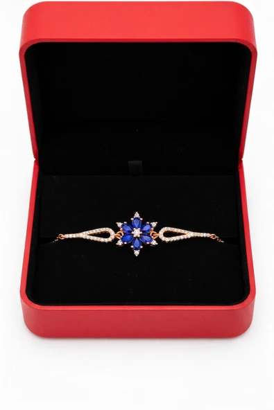 ÇEKİRDEK JEWELRY 925 Ayar Gümüş Safir Taşlı Lotus Bileklik ürün görseli 1