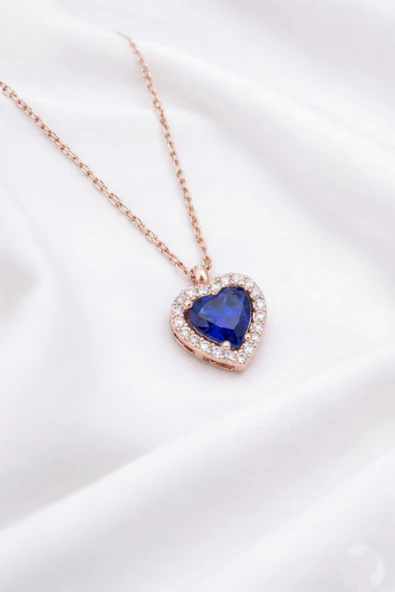 ÇEKİRDEK JEWELRY 925 Ayar Gümüş Rose Kaplama Kalp Kolye ürün görseli 1