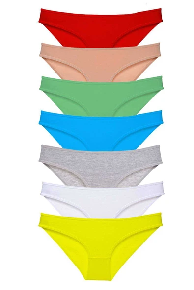 7 adet Süper Eko Set Likralı Kadın Slip Külot Çok Renkli ürün görseli 1
