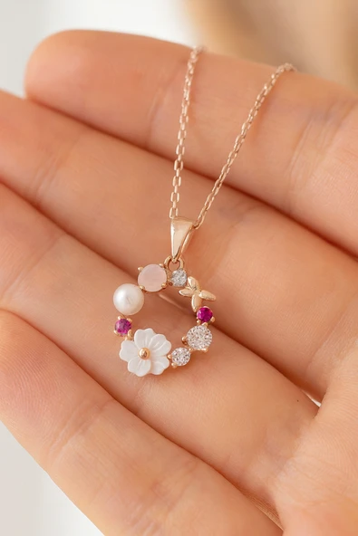 ÇEKİRDEK JEWELRY 925 Ayar Gümüş Manolya Çiçekli Kolye ürün görseli 1