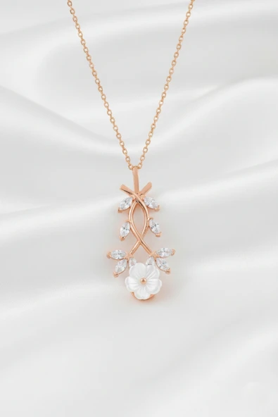 ÇEKİRDEK JEWELRY 925 Ayar Gümüş Manolya Çiçekli Ters Kolye ürün görseli 1