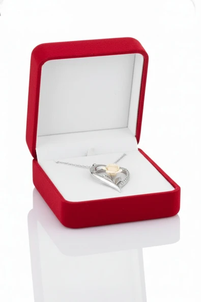 ÇEKİRDEK JEWELRY 925 Ayar Gümüş Kalbimin Beyaz Gülü Kolye ürün görseli 1