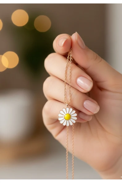 ÇEKİRDEK JEWELRY 925 Ayar Gümüş Papatya Kolye ürün görseli 1
