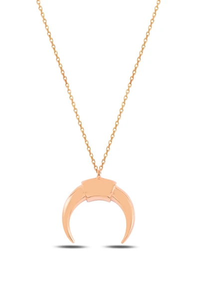 ÇEKİRDEK JEWELRY Minimal Rose Renk Boynuz Kolye – Şık ve Modern Kadın Kolyesi 925 Ayar Gümüş ürün görseli 1