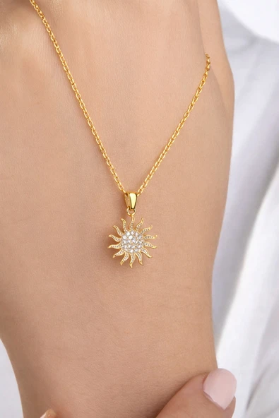 ÇEKİRDEK JEWELRY 925 Ayar Gümüş Güneş Kolye ürün görseli 1