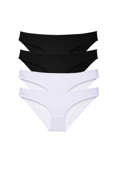 4 adet Eko Set Likralı Kadın Slip Külot Siyah Beyaz ürün görseli 1