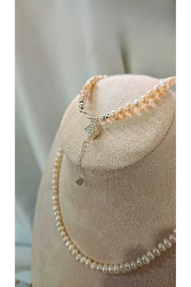 İNCİORA JEWELRY GERÇEK DOĞAL İNCİLİ GÜMÜŞ KOLYE ürün görseli 1