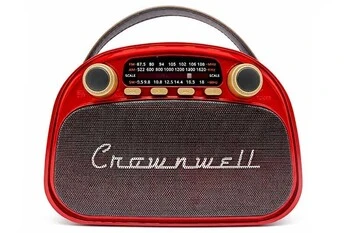 Crownwell Taşınabilir Bluetooth Retro Radyo Arizona Serisi (Metalik Kırmızı) ürün görseli 1