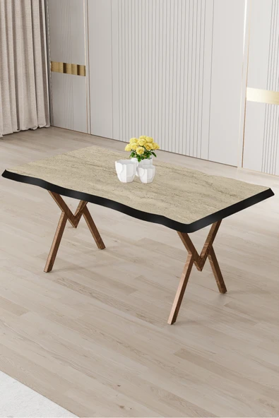 Canisa Akort Serisi MDF Sabit 80x130 Traverten Mutfak Masası ürün görseli 1