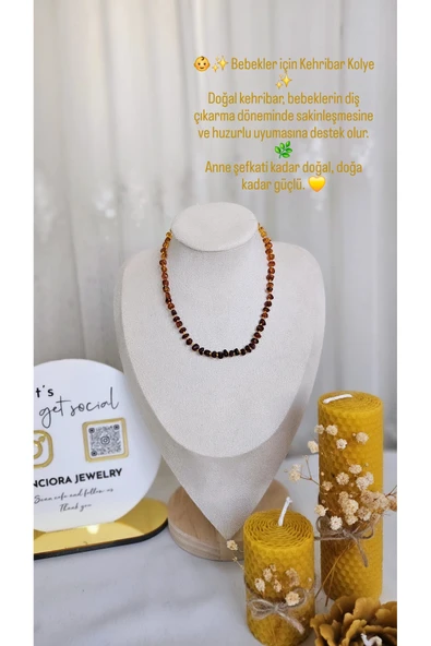İNCİORA JEWELRY GERÇEK DOĞAL BEBEK KEHRİBAR KOLYE 2 ürün görseli 1