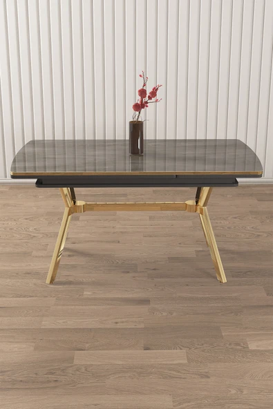 Canisa Weps Serisi 89x150 Açılabilir Lak Panel Antrasit İroni Masa Gold Ayak ürün görseli 1