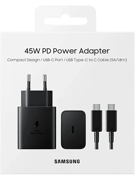 Samsung 45W Orjinal Type-C Süper Hızlı Şarj Cihazı Siyah (Samsung Türkiye Garantilidir) ürün görseli 1