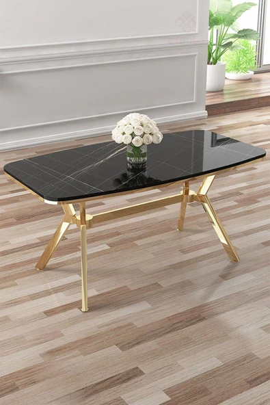 Canisa Asel Serisi 90x160 Lak Panel Sonata Gold Kaplama Ayaklı Masa ürün görseli 1