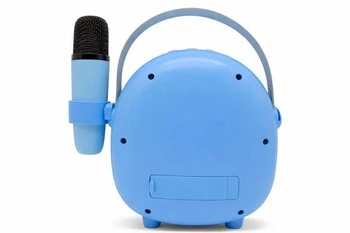 Çocuklara Özel Retro Tasarımlı Bluetooth Karaoke Mikrofon ve Ahşap Tripodlu – Mavi ürün görseli 1