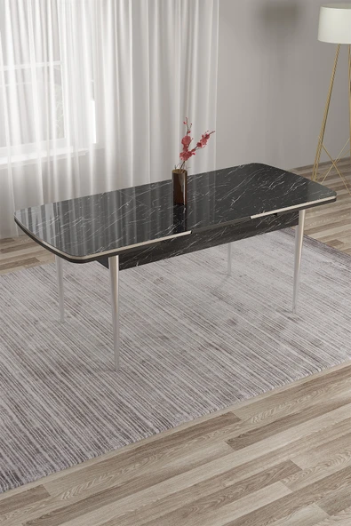 Canisa Nira Serisi 70x114 Mdf Açılabilir Krom Detay Mutfak Masası ürün görseli 1
