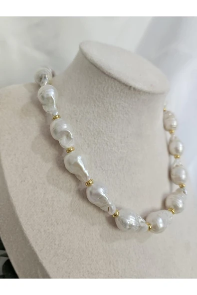 İNCİORA JEWELRY Gerçek Barok Incili Kolye ürün görseli 1