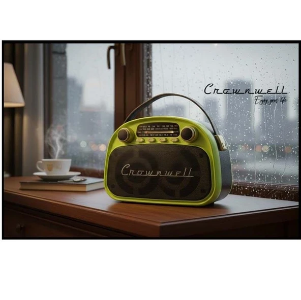 Crownwell Taşınabilir Bluetooth Retro Radyo Arizona Serisi Limon Sarısı(Neon Yeşil) ürün görseli 1