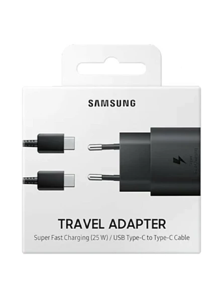 MobileGaraj Samsung Note 8 Note 9 TA800 25W Şarj Başlığı ve Type-C To Type-C 1m Siyah Kablo ürün görseli 1