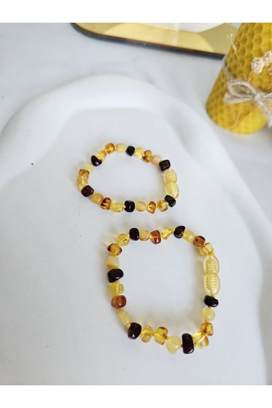 İNCİORA JEWELRY GERÇEK DOĞAL BEBEK KEHRİBAR BİLEKLİK ürün görseli 1
