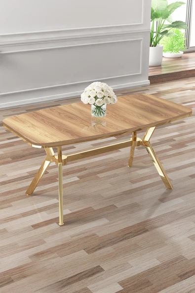 Canisa Asel Serisi 90x160 Lak Panel Hazar Gold Kaplama Ayaklı Masa ürün görseli 1