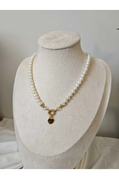 İNCİORA JEWELRY Gemici Kilitli Kişiselleştirilebilir Doğal Gerçek İnci Kolye ürün görseli 1