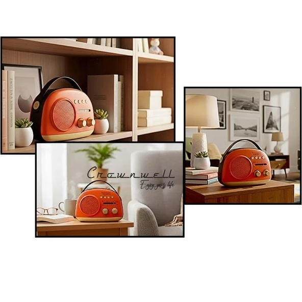 Crownwell Taşınabilir Bluetooth Retro Radyo Arizona Serisi / Orange ürün görseli 1
