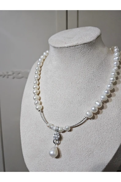 İNCİORA JEWELRY GERÇEK DOĞAL İNCİ KOLYE, gelin ve özel günler için ürün görseli 1