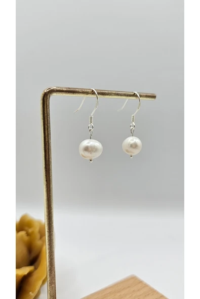 İNCİORA JEWELRY GERÇEK İNCİLİ GÜMÜŞ KÜPE 8-9 mm PREMIUM KALİTE İNCİ ürün görseli 1
