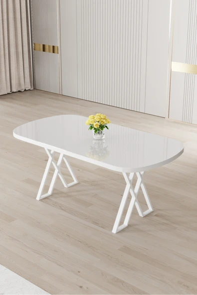 Canisa Radon Serisi MDF 90x168 Sabit Beyaz Mutfak Masası ürün görseli 1