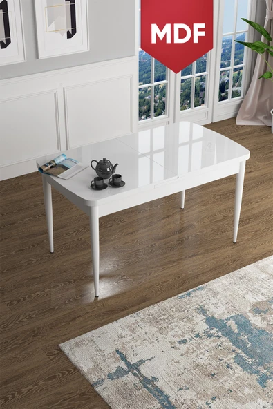 Canisa Concept Han Serisi 70x114, Açılabilir Mdf Mutfak Masası, Yemek Masası, Beyaz ürün görseli 1