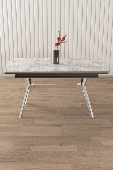 Canisa Nis Serisi 89x150 Açılabilir Lak Panel Beyaz Mermer Desen Masa ürün görseli 1